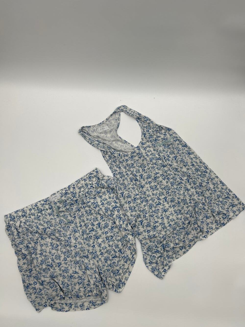 Sweet Honey Pajama Set 2XL Blue Floral Viscose Stretch Sleepwear Lounge Cozy